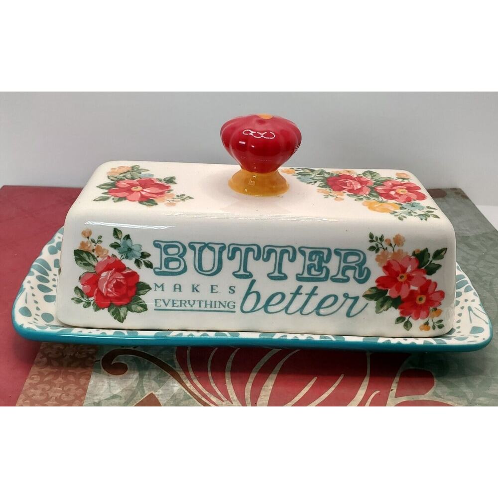 The Pioneer Woman Covered Butter Dish Vintage Floral